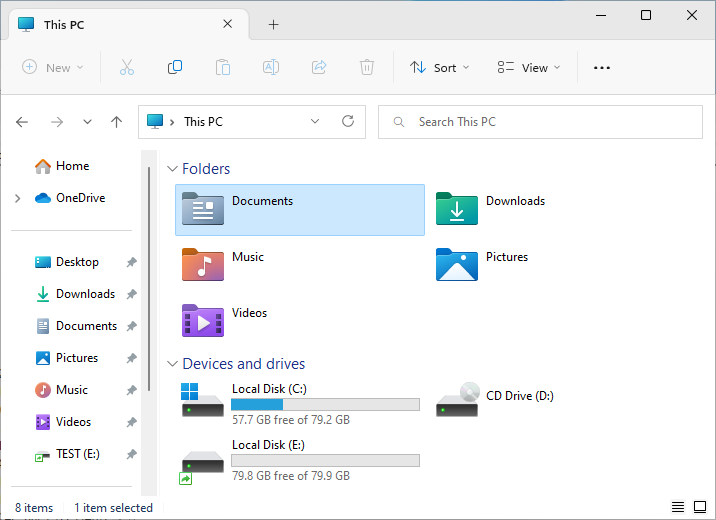This PC Folders are shown in File Explorer.