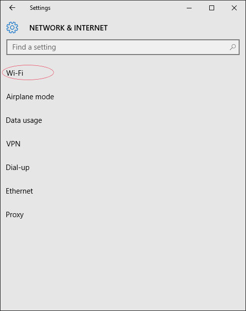 Open Wi-Fi screen in Windows Settings