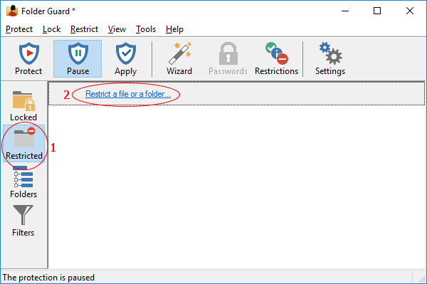 Configuring settings for the secret folder with Folder Guard application