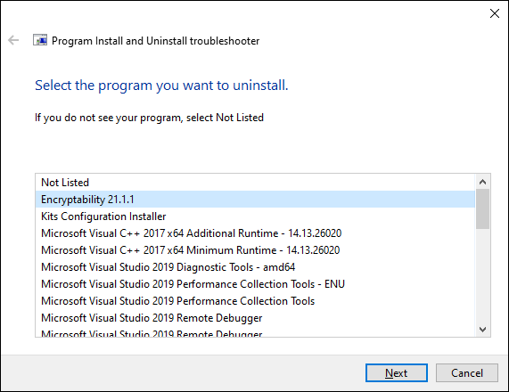 Microsoft MSI troubleshooting program 
