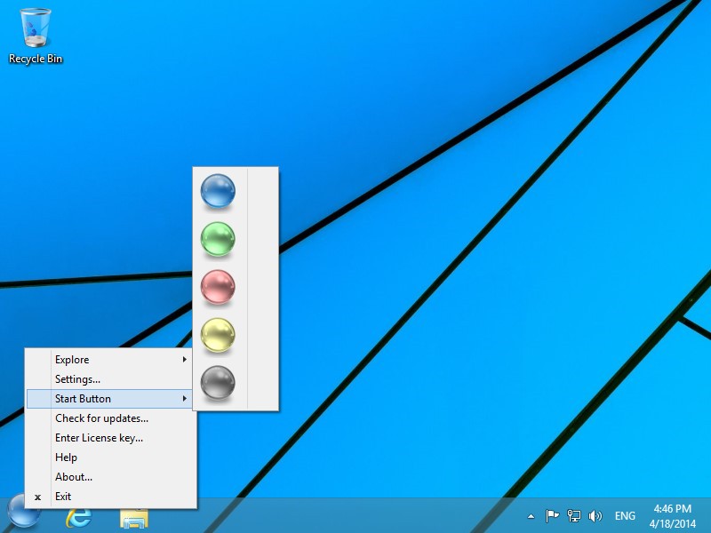 You can choose a Start button of a different color for your Windows 8 desktop 