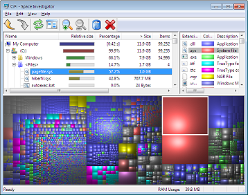 Space Investigator makes it easy to analyze how the hard drive space is used by files and folders.