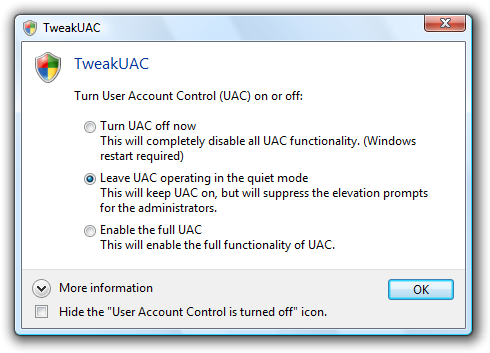 TweakUAC screenshot