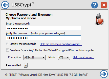 Click to view USB Encryption Software USBCrypt 10.3 screenshot