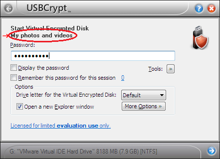 Starting a Virtual Encrypted Disk