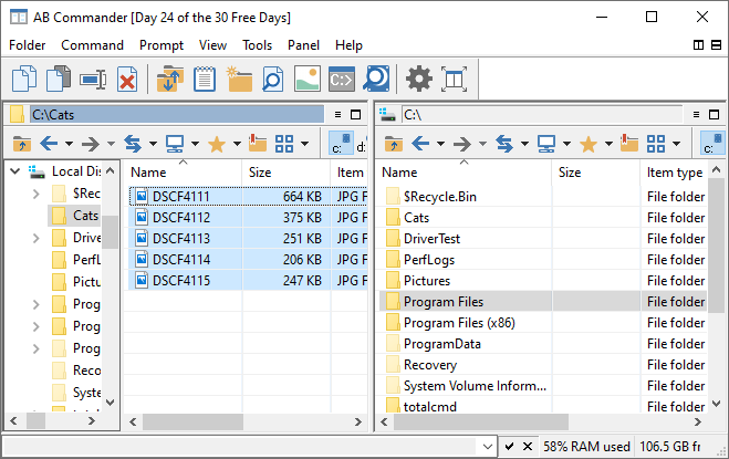 The digital camera software gives generic file names to the image files.