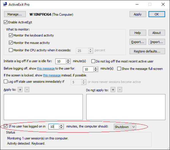 Shut down inactive computer automatically with ActiveExit