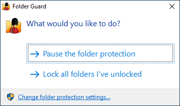 Pause protection of the private folder