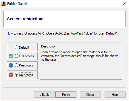 Restricting user access to the private folder 