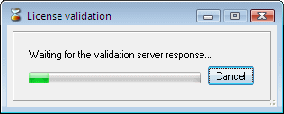 The license validation is in progress