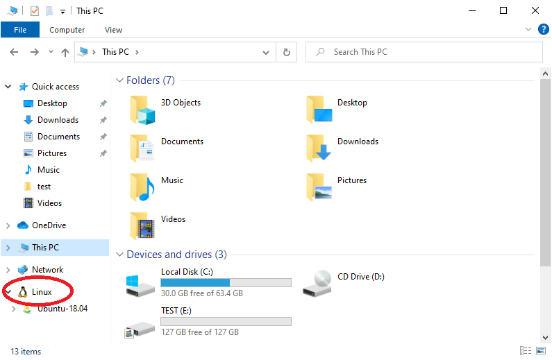 Windows Subsystem for Linux (WSL) can be browsed with File Explorer