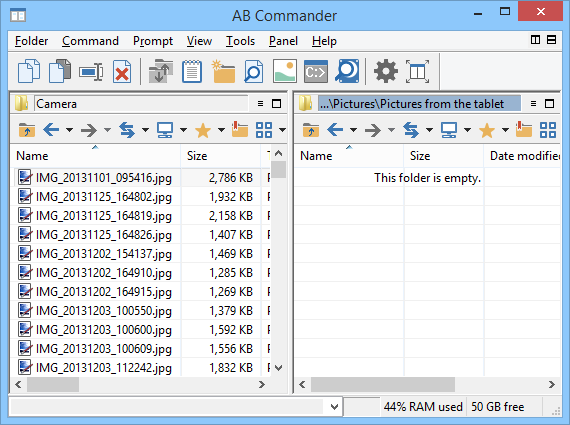 Using AB Commander to transfer images between a PC and an Andriod device