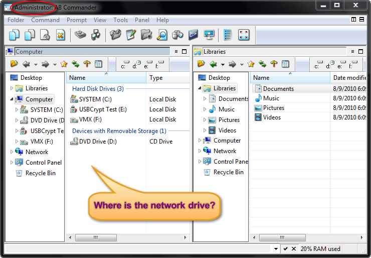 Why is the network drive missing?