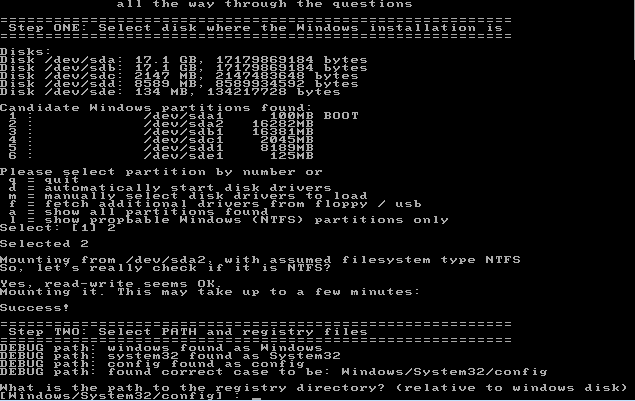 Select Windows registry path