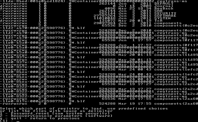 Select the part of Windows Registry menu