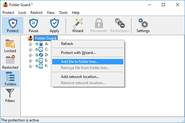 Add a CPL file to Folder Guard to restrict access to Control Panel