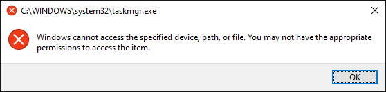 Access denied to Windows Task Manager