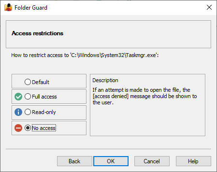 Restrict access to Taskmgr.exe