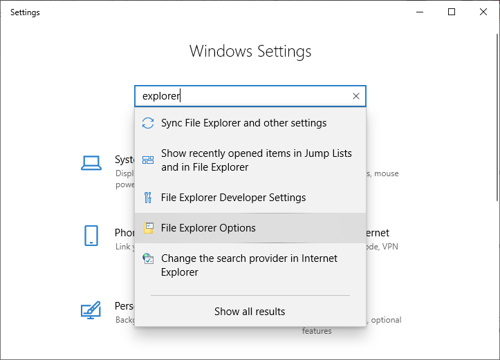 File Explorer Options