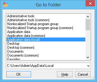 Navigating to the local AppData folder 