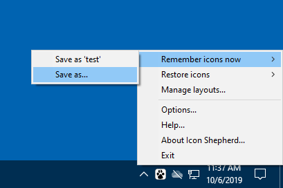 Icon Shepherd menu, Save As command