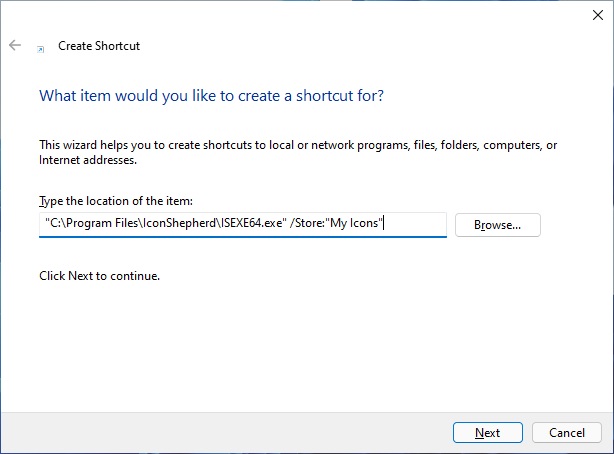 Icon Shepherd shortcut to store desktop icons