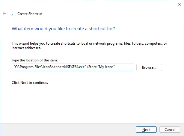 Icon Shepherd shortcut to store desktop icons