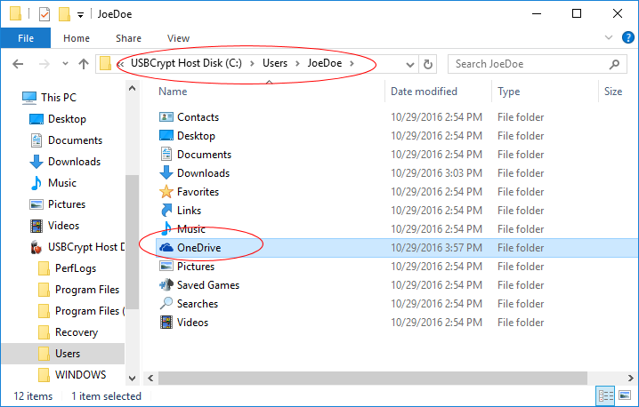 Select the OneDrive folder with Explorer