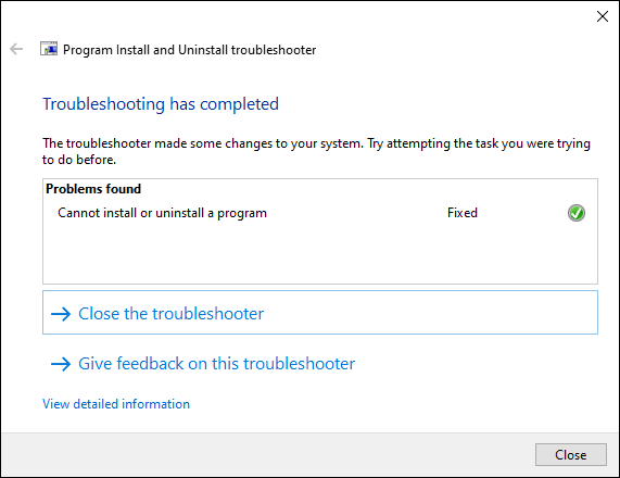 Microsoft MSI troubleshooting uninstall problem fixed