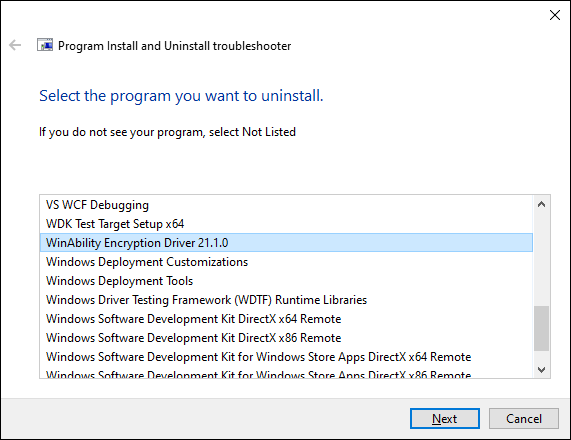 Microsoft MSI troubleshooting uninstall driver