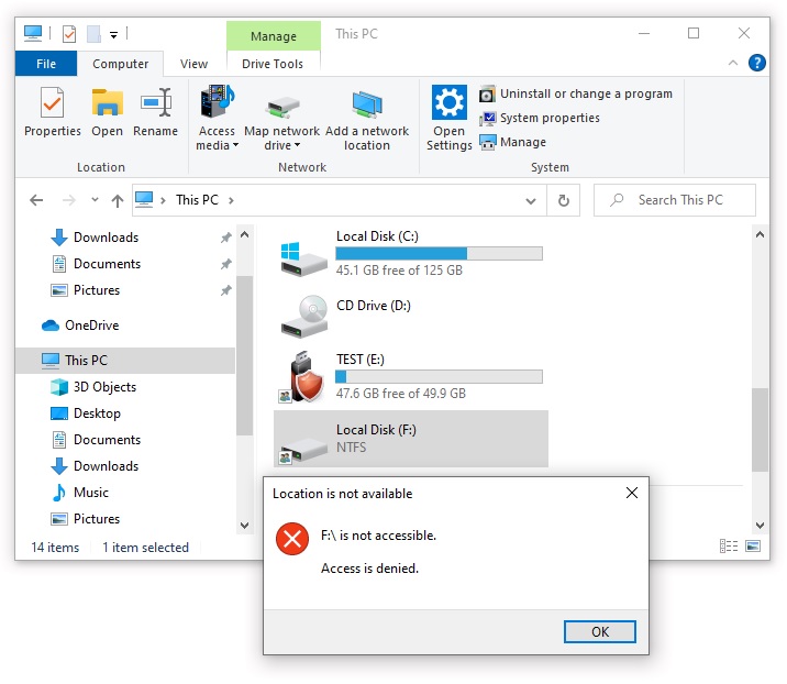 Access denied due to NTFS permissions