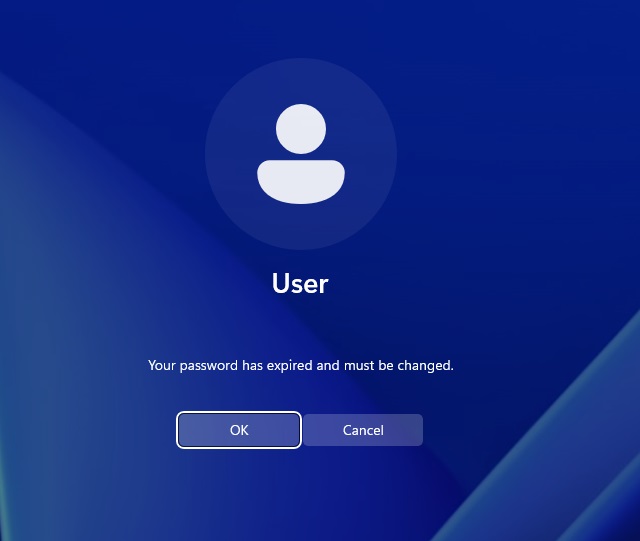 Windows prompts to change expired password
