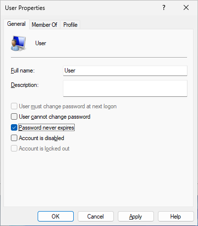 Changing password policy options on Windows Pro