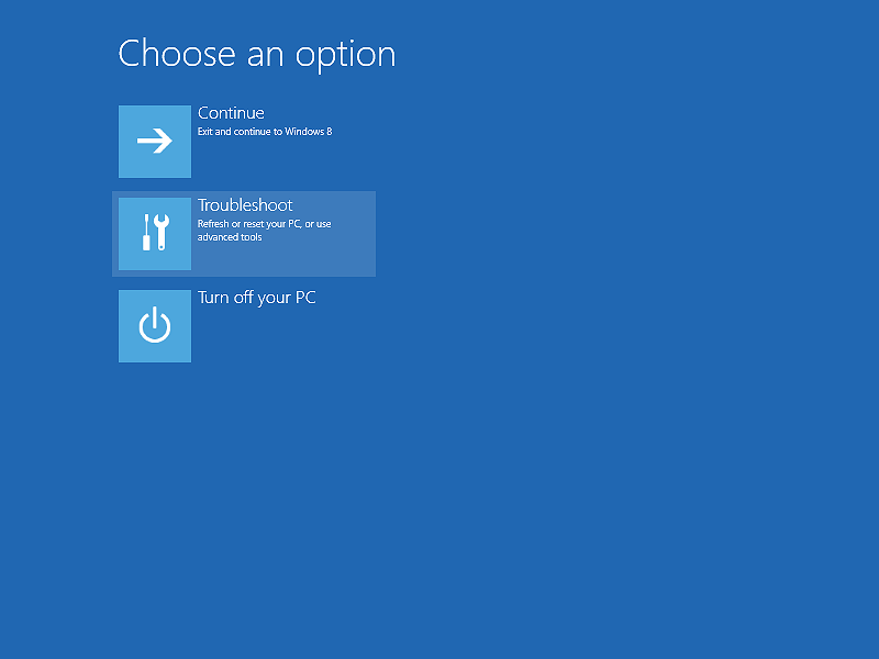 The Restart options of Windows 8, 10, 11