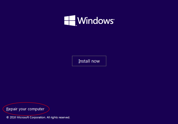 The Repair your computer option