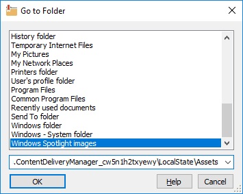 Navigating to the Windows spotlight folder