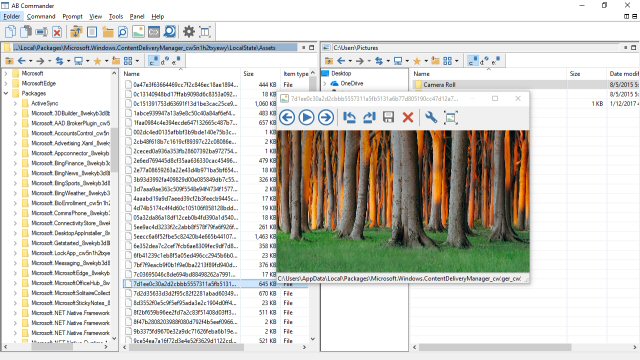 Browsing the images in the Windows spotlight folder