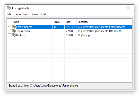 Encryptability encryption software and Virtual Encrypted Disk management