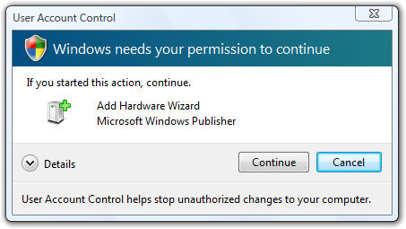 A typical Windows UAC prompt asking you to confirm a privileged operation