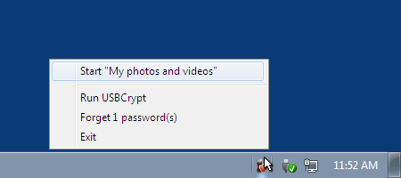 The Virtual Encrypted Disk menu